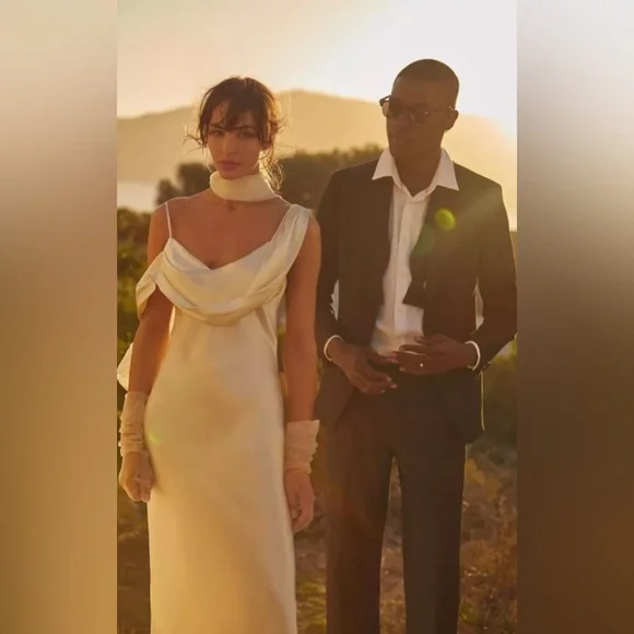 Reformation Rhonda silk wedding dress ivory NWT - Picture 4 of 10